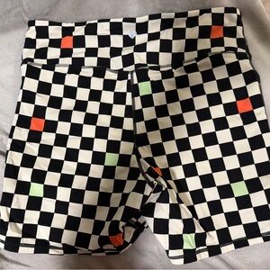 Fabletics Black and White Checkered Bike Shorts